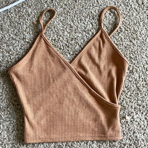 Shein Spaghetti Strap Wrap Beige Crop Top